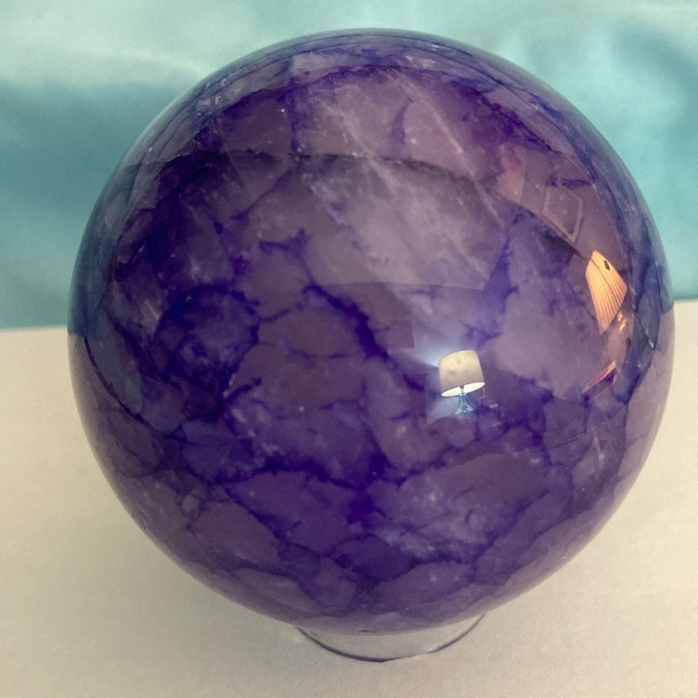Fluorite Crystal Sphere. Outstanding purple color. Flawless. 8 3/4” Round